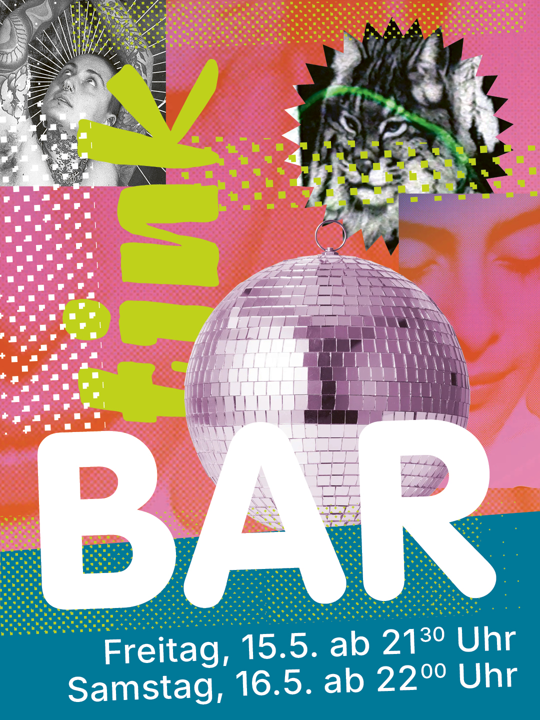 eine Bilder collage. Teilweise mit den Film Stils. Ganz groß steht Bar drauf. mit dem tink logo